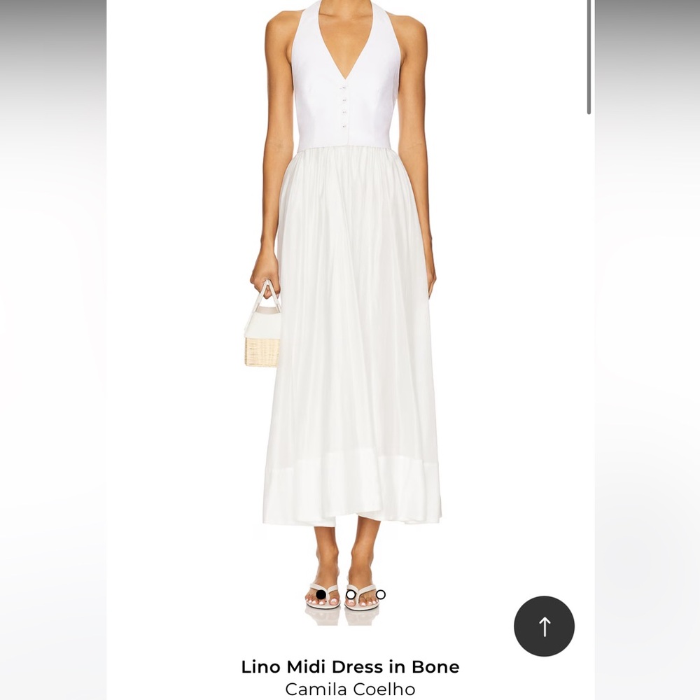 Camila Coelho Lino Midi Dress in Bone